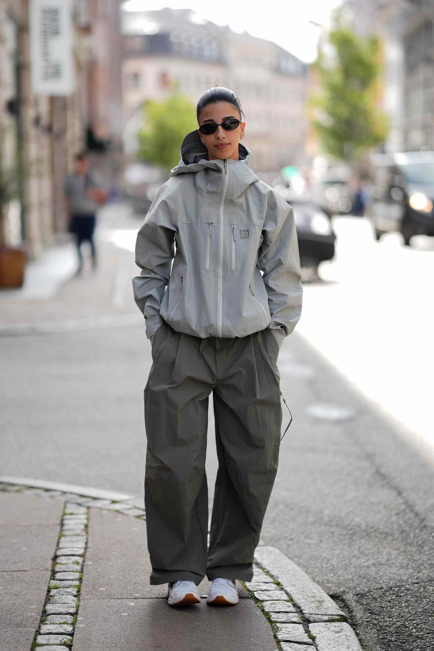 Grey Hooded Parka with Matching Cargo Pants — Parka Outfits