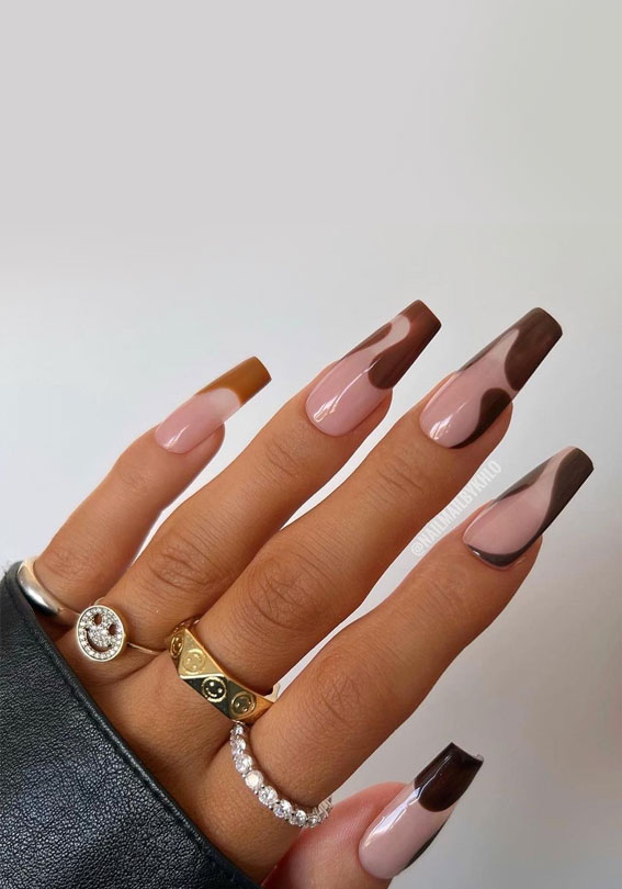 Abstract Wavy Lines Visual Idea — Coffin Nail Designs