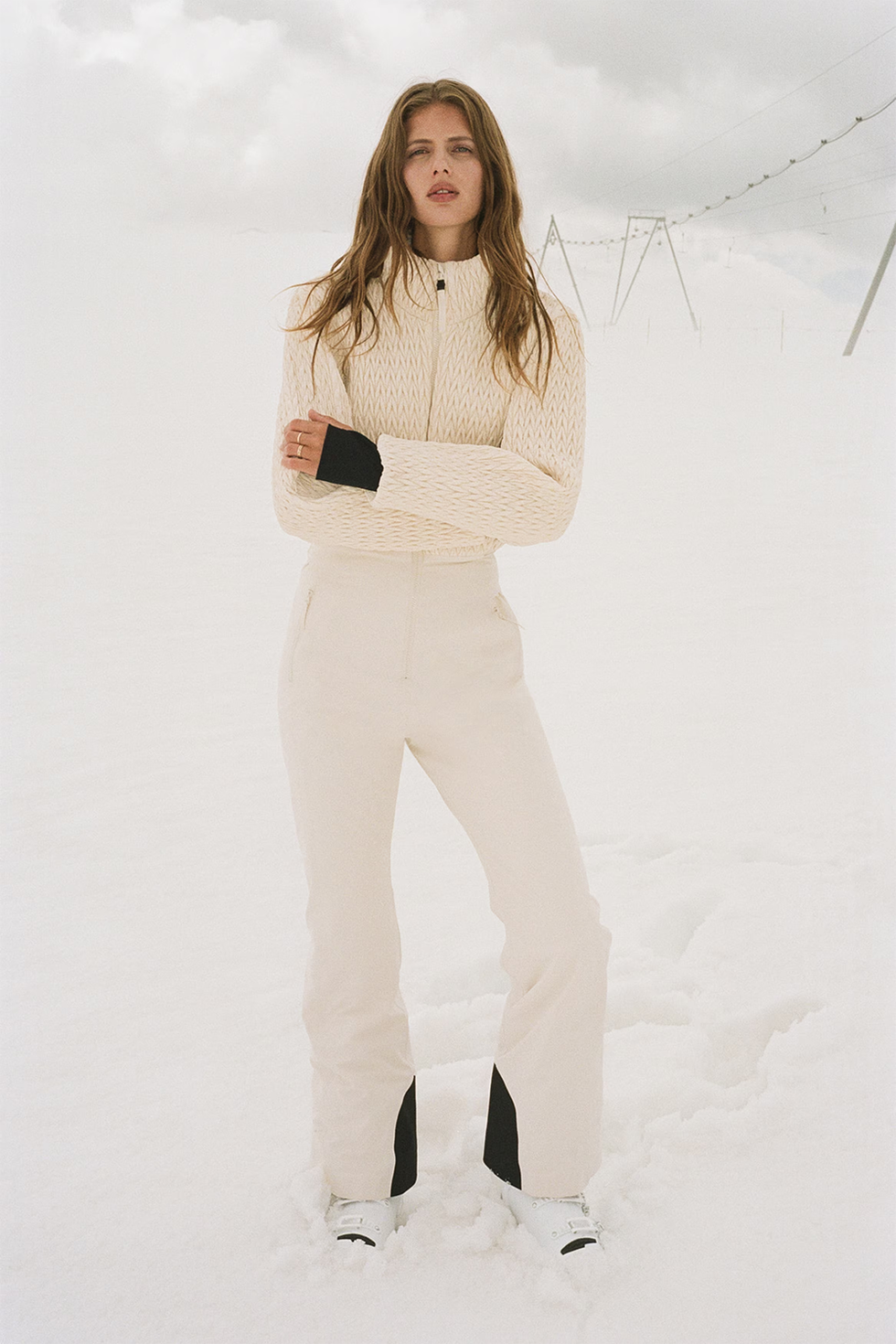 Textured Ski Suit for a Monochromatic Winter Sport Look — Scandinavian Winter Outfits