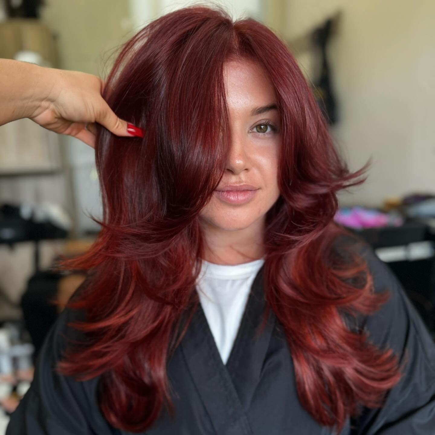 Deep Cherry Red, Glossy and Polished — Cherry Cola Hair Color