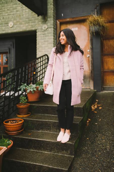 Pastel Pink Wool Coat for a Chic Casual Vibe — Cold Weather Outfits