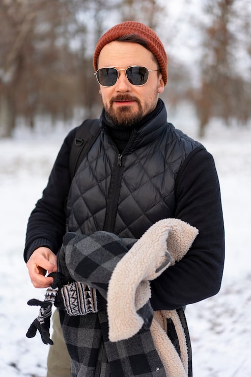 Textural Contrast: Quilted Vest over Sweater Textural Contrast: Quilted Vest over Sweater — Winter Outfits for Men