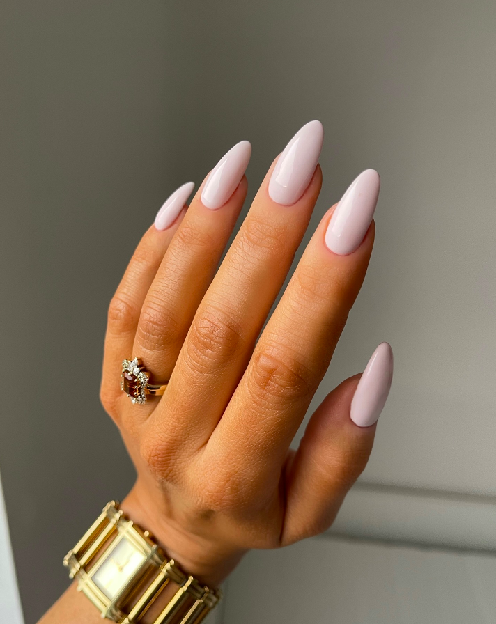Medium Almond Glossy Light Pink Uniform Medium Almond Glossy Light Pink Uniform — Winter Pink Nails