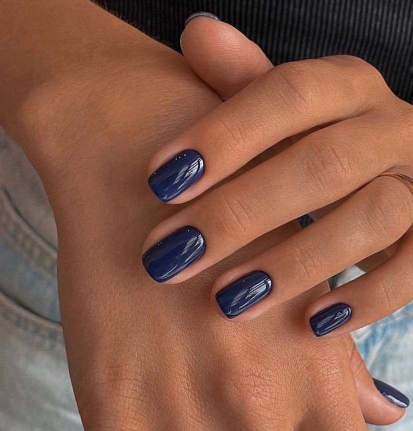 Opaque Navy Glossy Squares Opaque Navy Glossy Squares — Navy Blue Nails