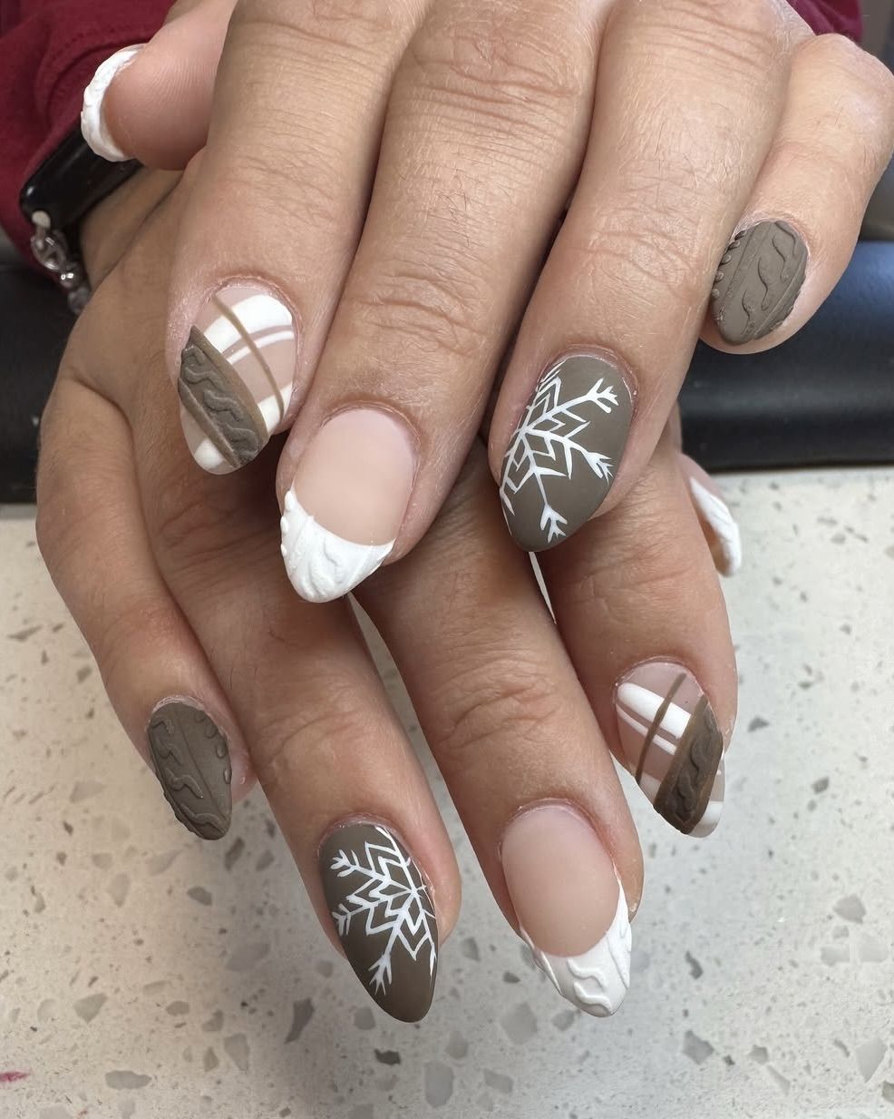 Textured Elements Clean Lines Visual Idea — Winter Nail Art