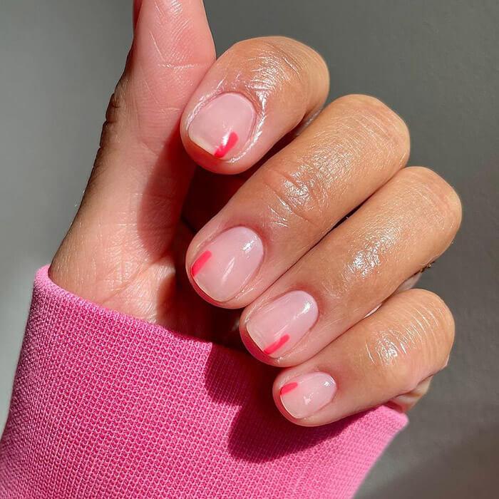 Sheer Pink Neon Line Accent Nails Sheer Pink Neon Line Accent Nails — Simple Nail Designs