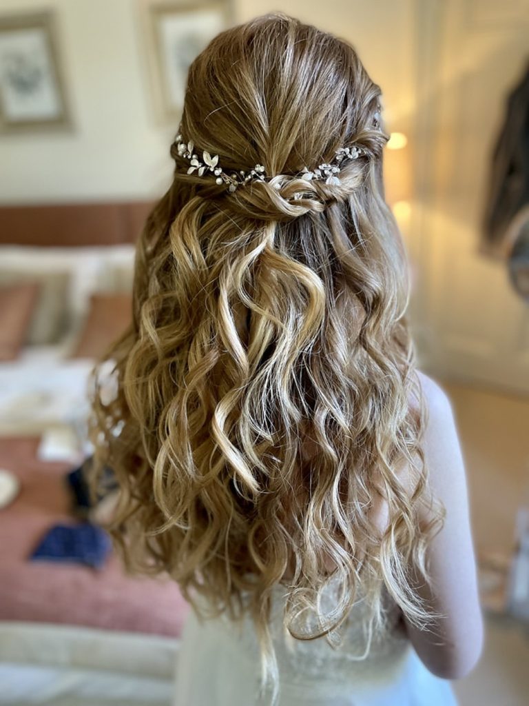 Honey Blonde Braided Detail With Curls — Winter Half Up Half Down Hairstyles