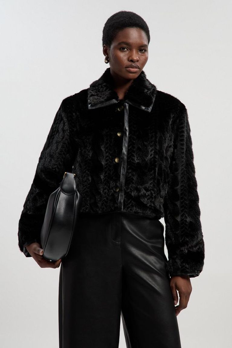 Statement Faux Fur Jacket Over Wide-Leg Trousers Statement Faux Fur Jacket Over Wide-Leg Trousers — Winter Going Out Outfits