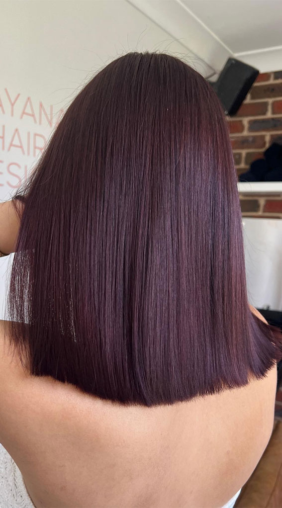 Deep Cherry Cola Blunt Bob — Cherry Cola Hair Color