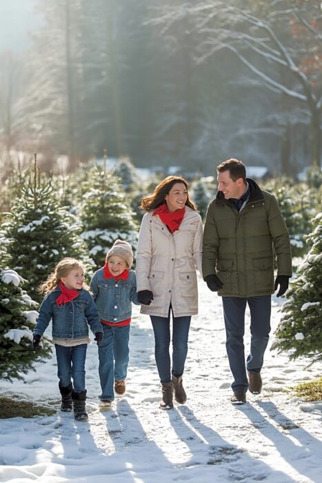 Puffer Denim Knit Outfit Idea Puffer Denim Knit Outfit Idea — Winter Family Photo Outfits