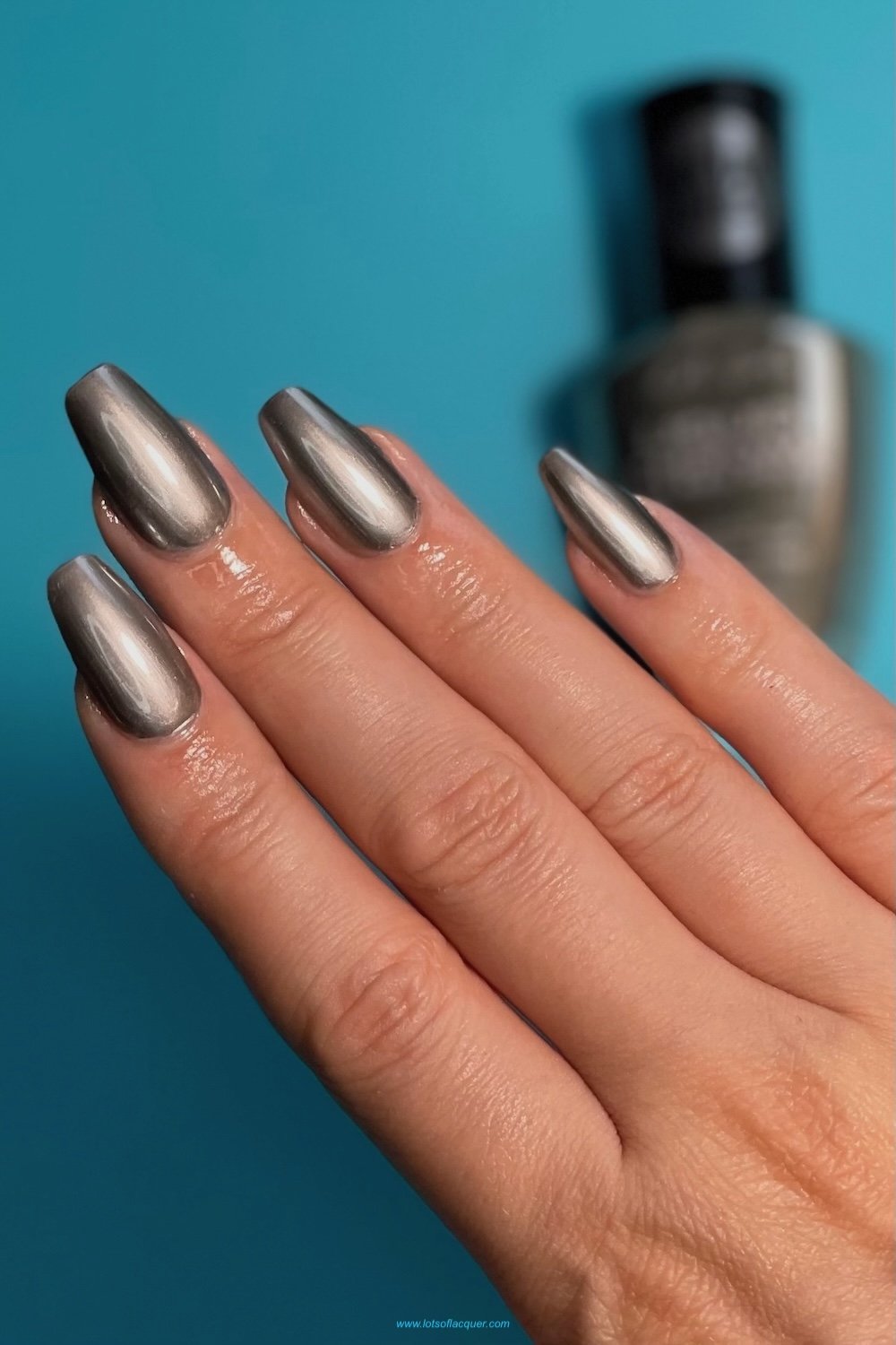 None Visual Idea — Silver Chrome Nails