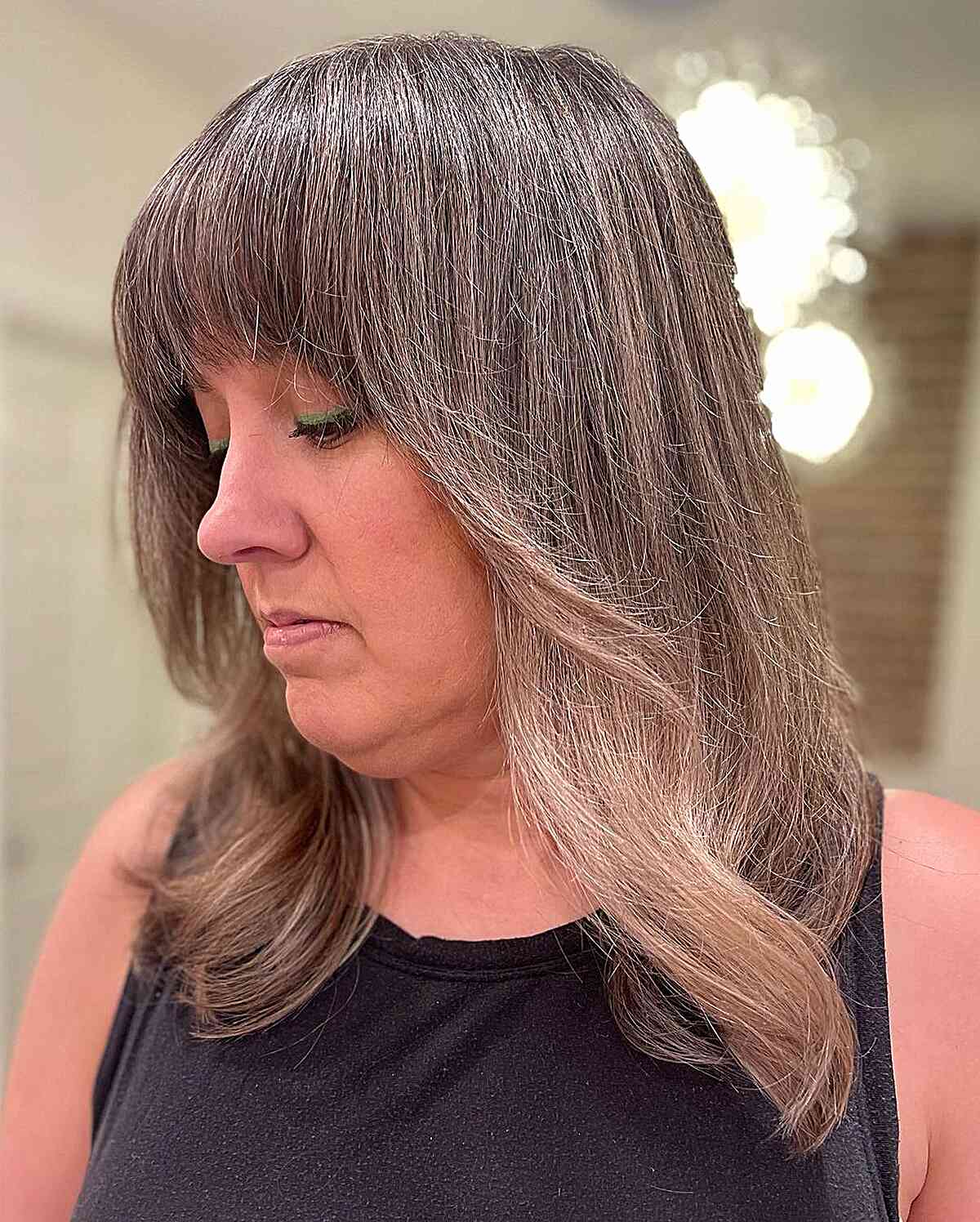 Ash Brown With Blonde Balayage — Winter Hair Colors for Plus Size Women