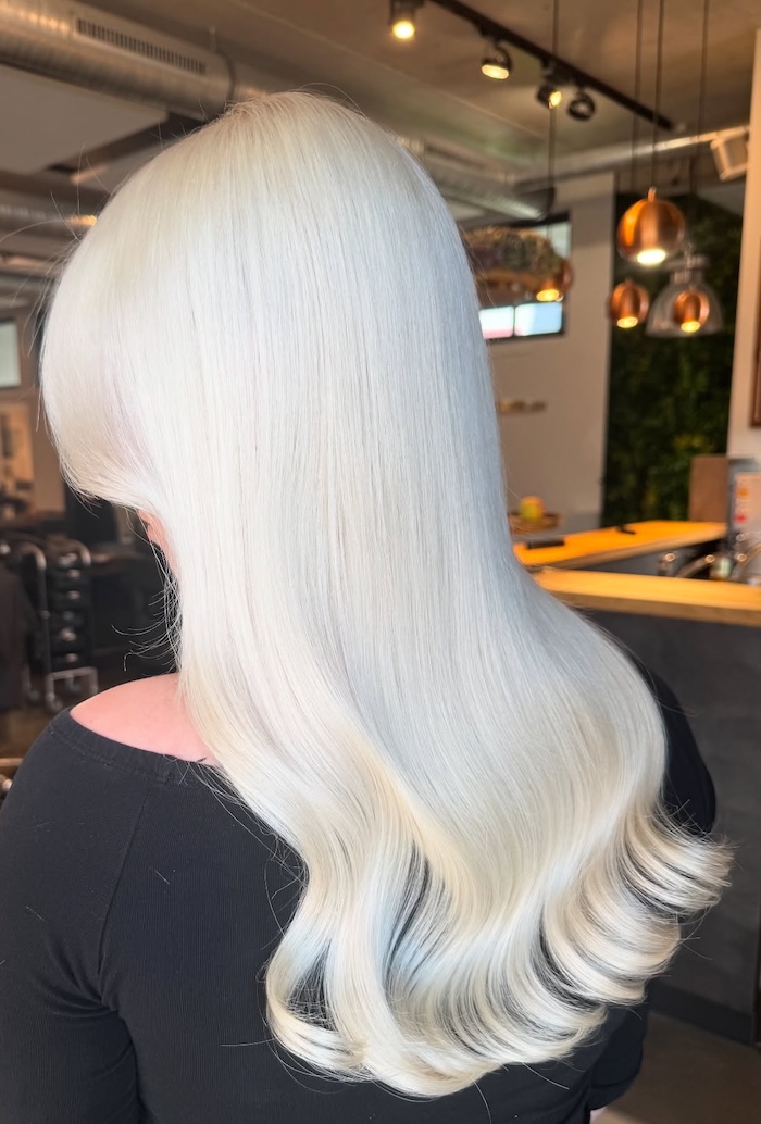 Pure Icy Platinum Blonde Waves — Winter Hair Colors for Blondes
