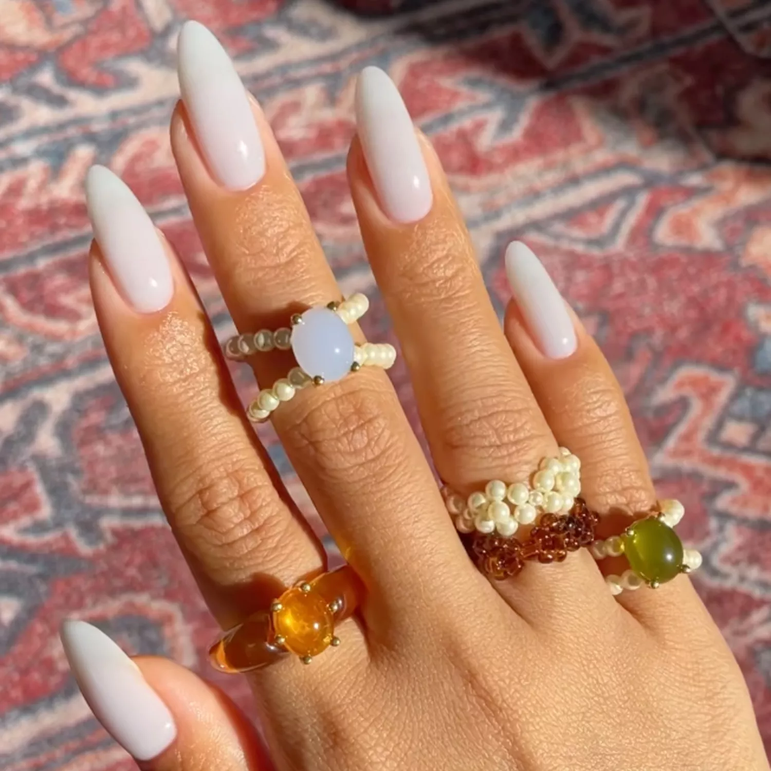 Glamorous Glossy White Stiletto Nails Glamorous Glossy White Stiletto Nails — Winter White Nails