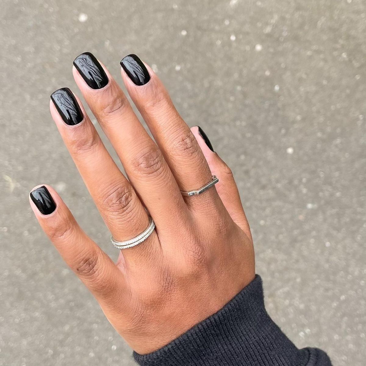 Classic Glossy Black Square Nails Classic Glossy Black Square Nails — Short Winter Square Nails