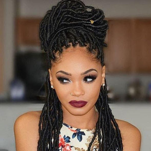 High Bun With Cascading Locs — Aesthetic Winter Hairstyles