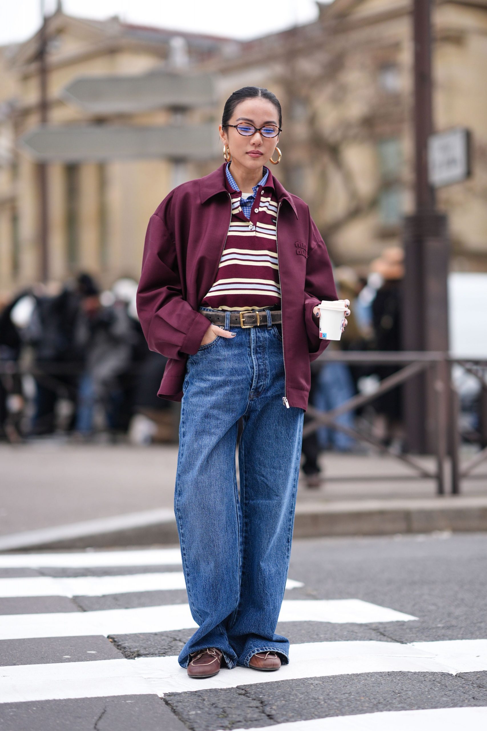 Sporty Edge: Bomber Jacket with Striped Polo and Jeans — Winter Brunch Outfits