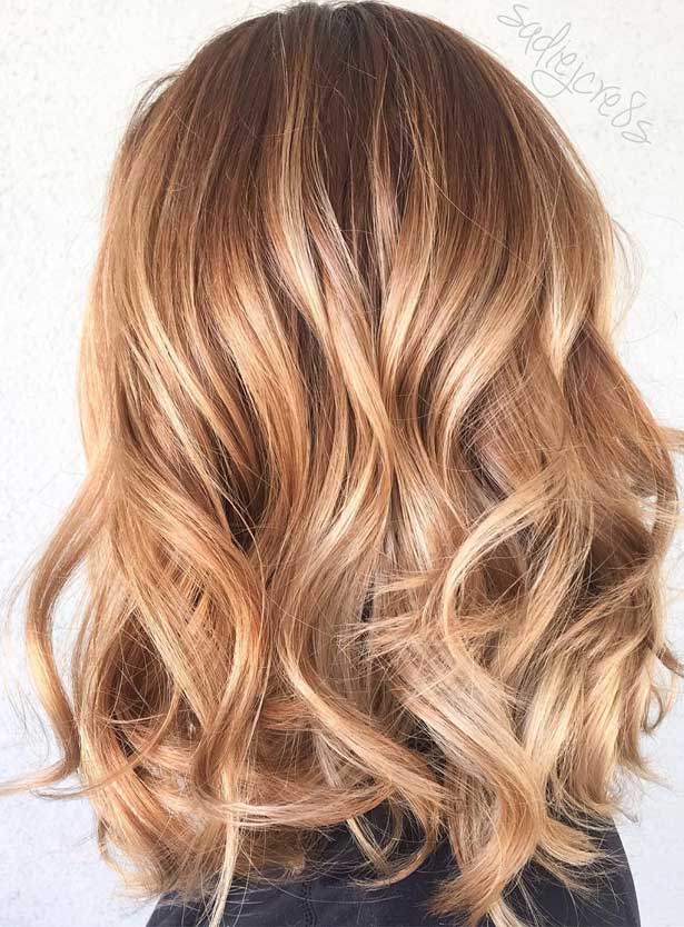 Warm Blonde Balayage Lob Warm Blonde Balayage Lob — Fall to Winter Hair Colors