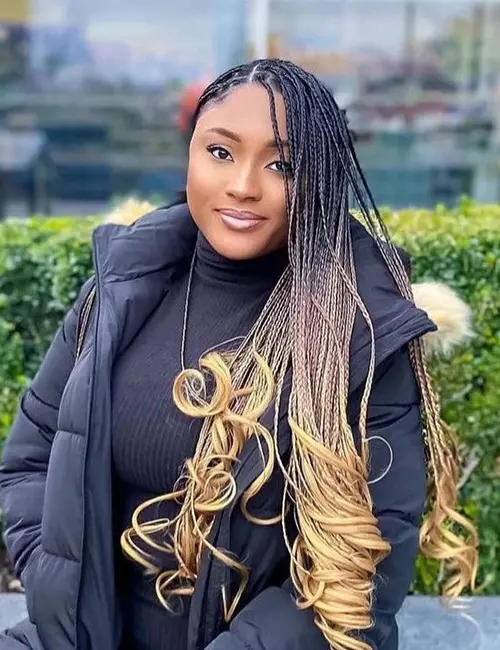Micro Braids with Ombre and Curled Ends Micro Braids with Ombre and Curled Ends — Winter Braided Hairstyles