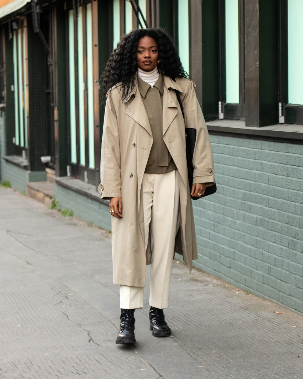 Beige Trench Coat Layered Over Turtleneck and Olive Shirt Beige Trench Coat Layered Over Turtleneck and Olive Shirt — Old Money Winter Outfits