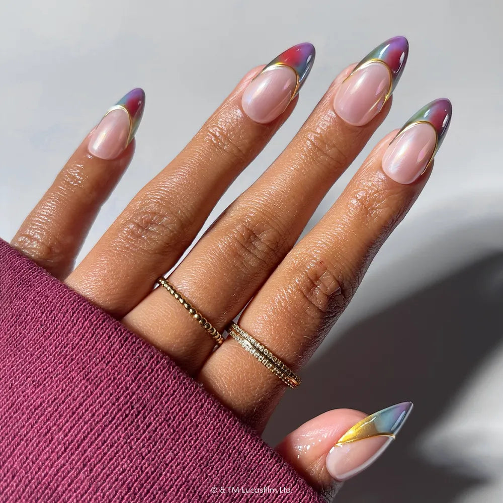 Festive Multi-Colored Foil French Almond Nails Festive Multi-Colored Foil French Almond Nails — Almond Nail Inspo
