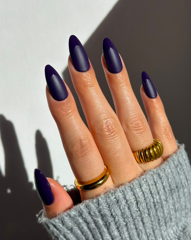 Matte Navy with Subtle Tonal French Tips — Winter Matte Nails