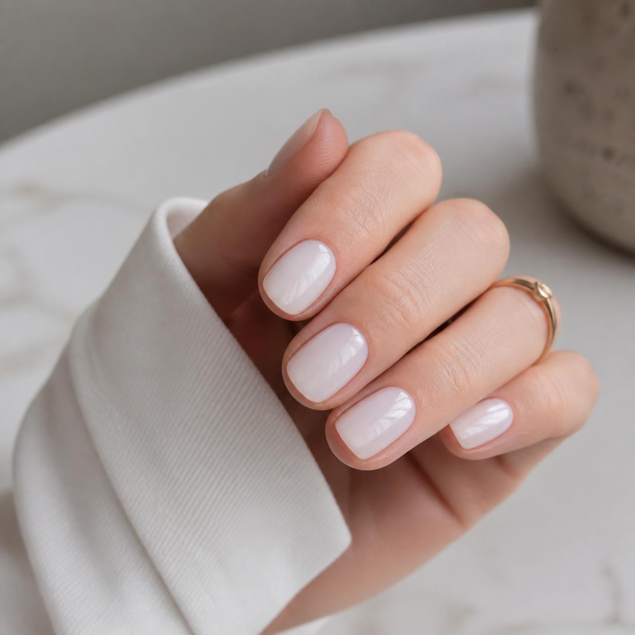 Translucent Milky White Rounded Square — Milky White Nails