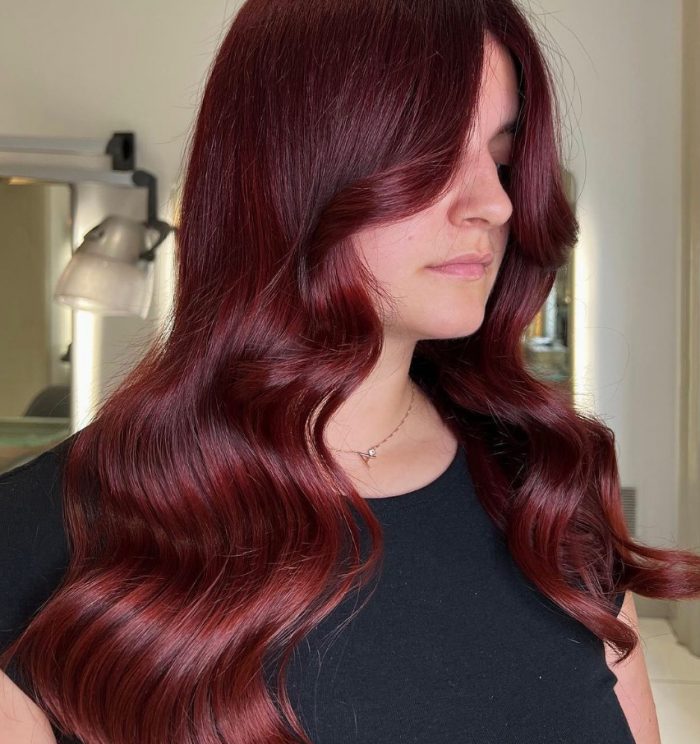Deep Auburn With Subtle Red Undertones Collarbone Blowout In Deep Auburn Deep Auburn With Subtle Red Undertones Collarbone Blowout In Deep Auburn — Winter Auburn Hair Color