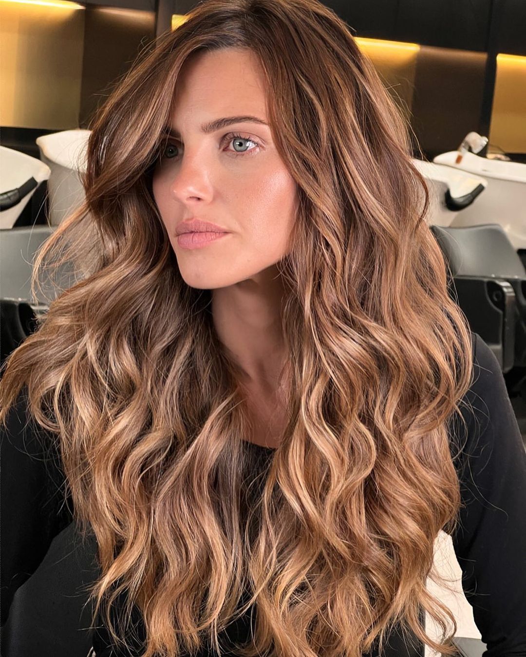 Medium Brown with Blonde Balayage Medium Brown with Blonde Balayage — Winter Hair Colors for Green Eyes