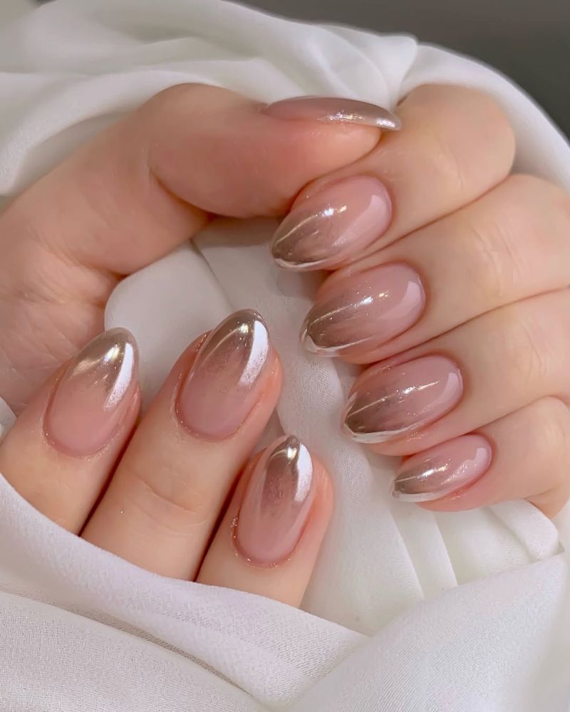Glossy With Metallic Finish Visual Idea Glossy With Metallic Finish Visual Idea — Winter Dip Powder Nails