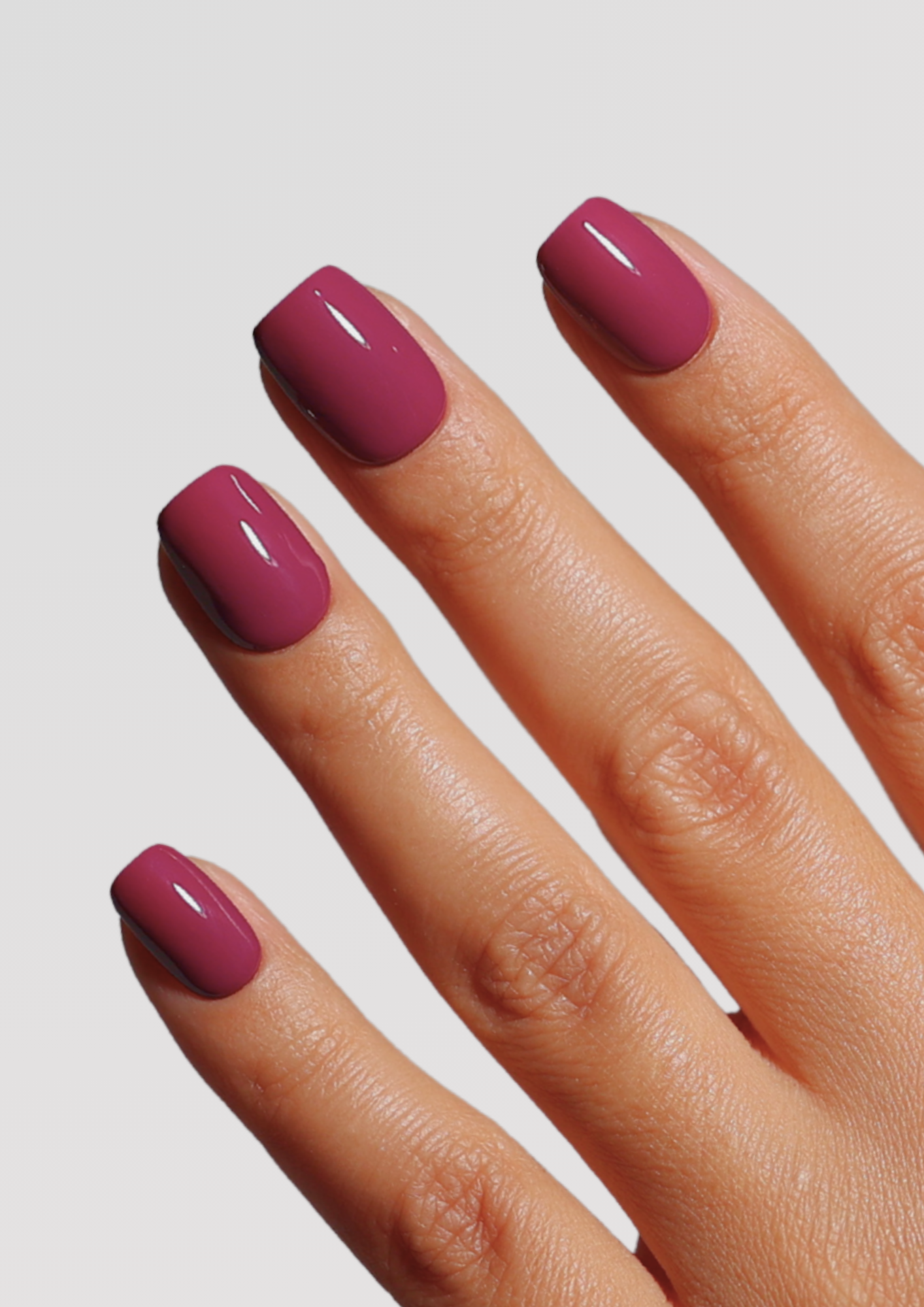 Deep Berry-Pink Glossy Square — Winter Gel Nail Colors