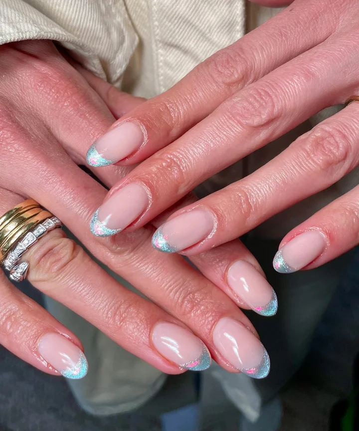 Glass Effect French with Pearls Glass Effect French with Pearls — French Nail Designs