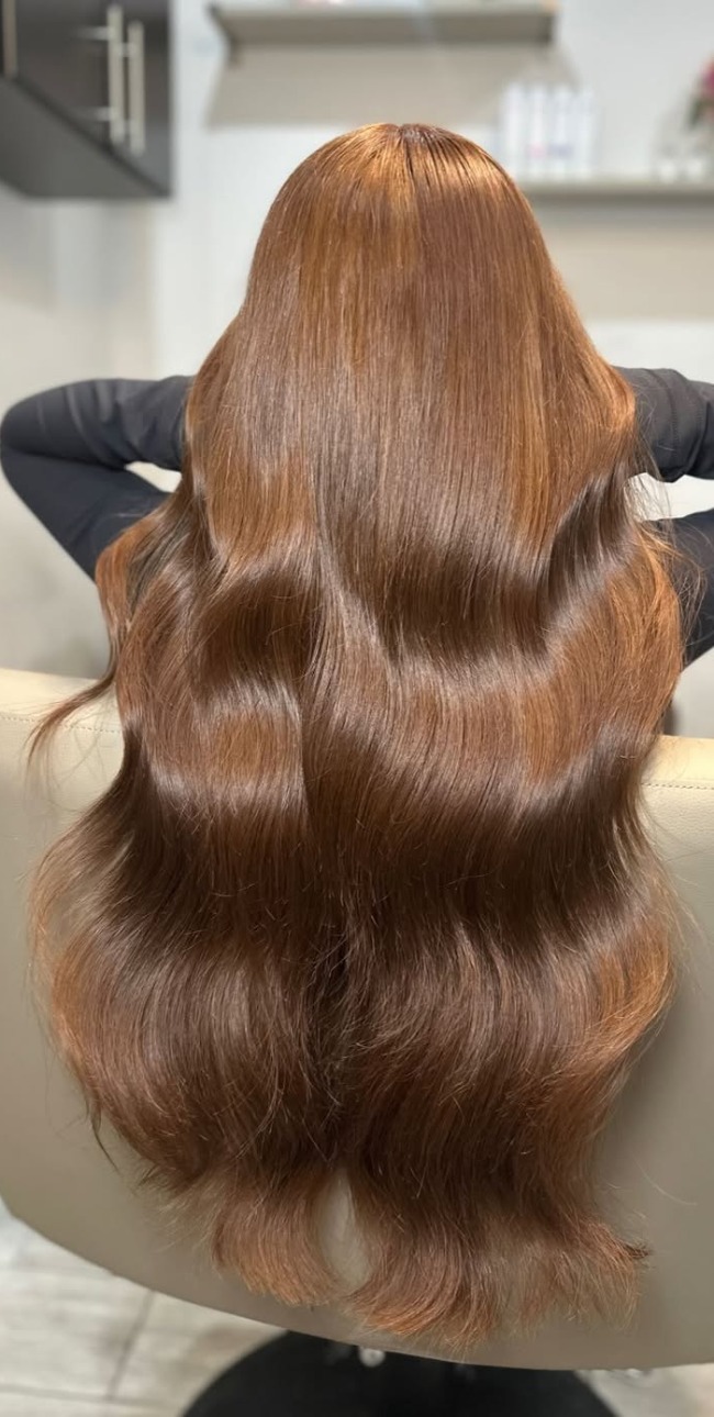 Cinnamon Brown Base With Toffee Highlights — Cinnamon Brown Hair