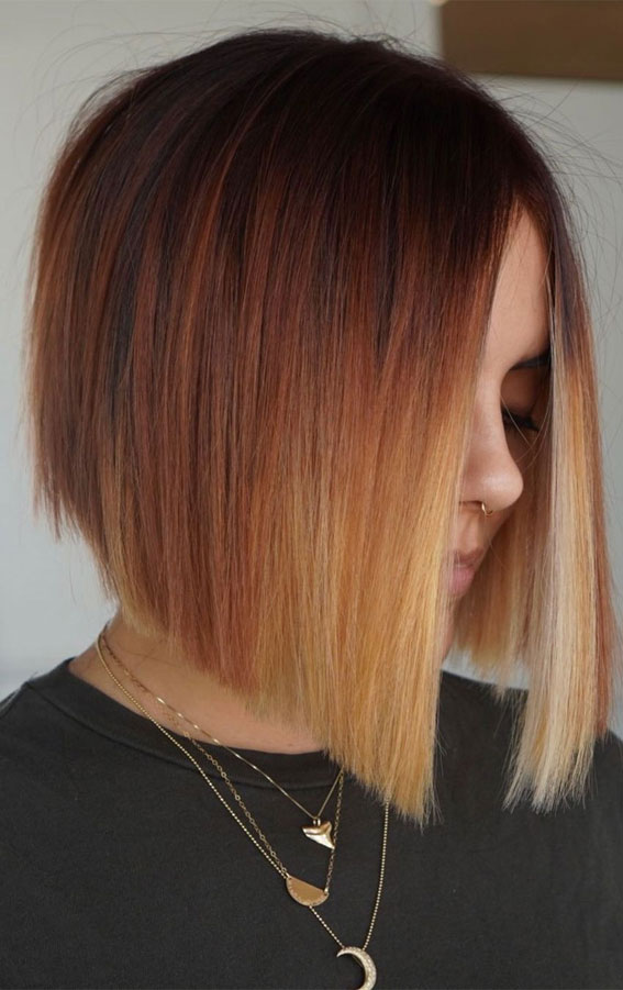 Dark Brown To Blonde Bob Dark Brown To Blonde Bob — Winter Ombre Hair