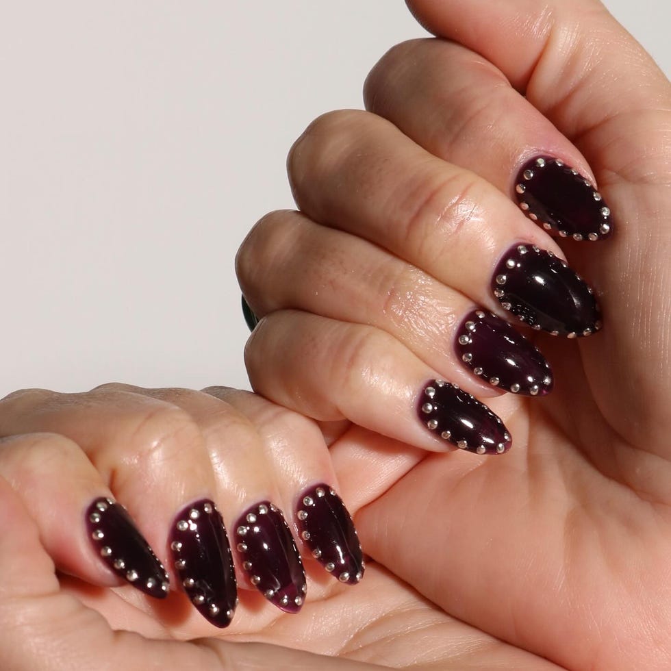 Studded Berry Long Almond Nails Studded Berry Long Almond Nails — Black Cherry Nails