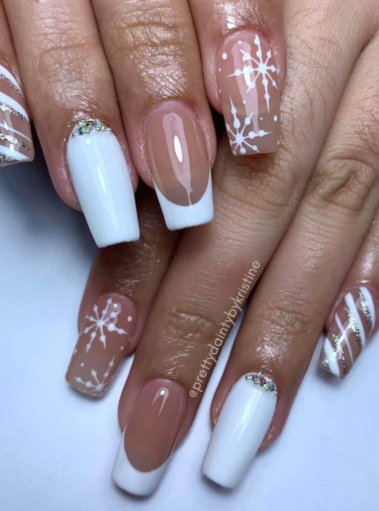 Winter Holiday Visual Idea — Winter French Tip Nails
