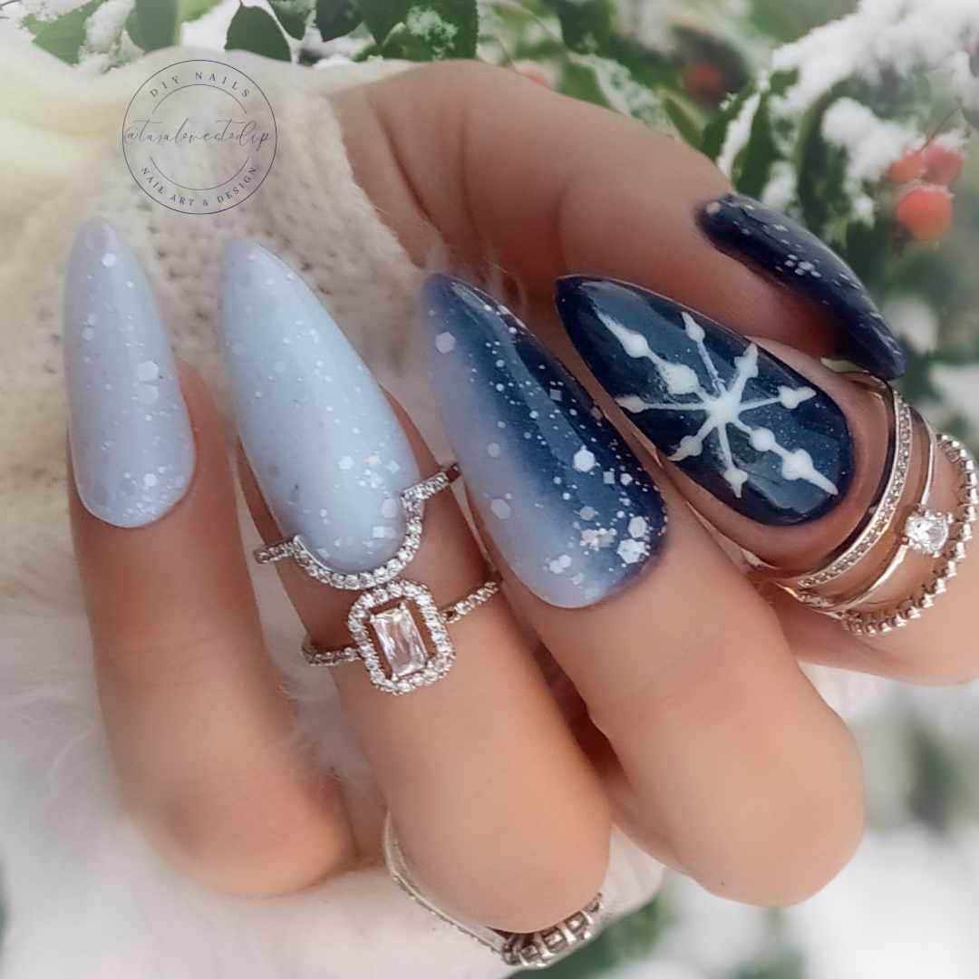 Glossy Matte Visual Idea Glossy Matte Visual Idea — Winter Dip Powder Nails