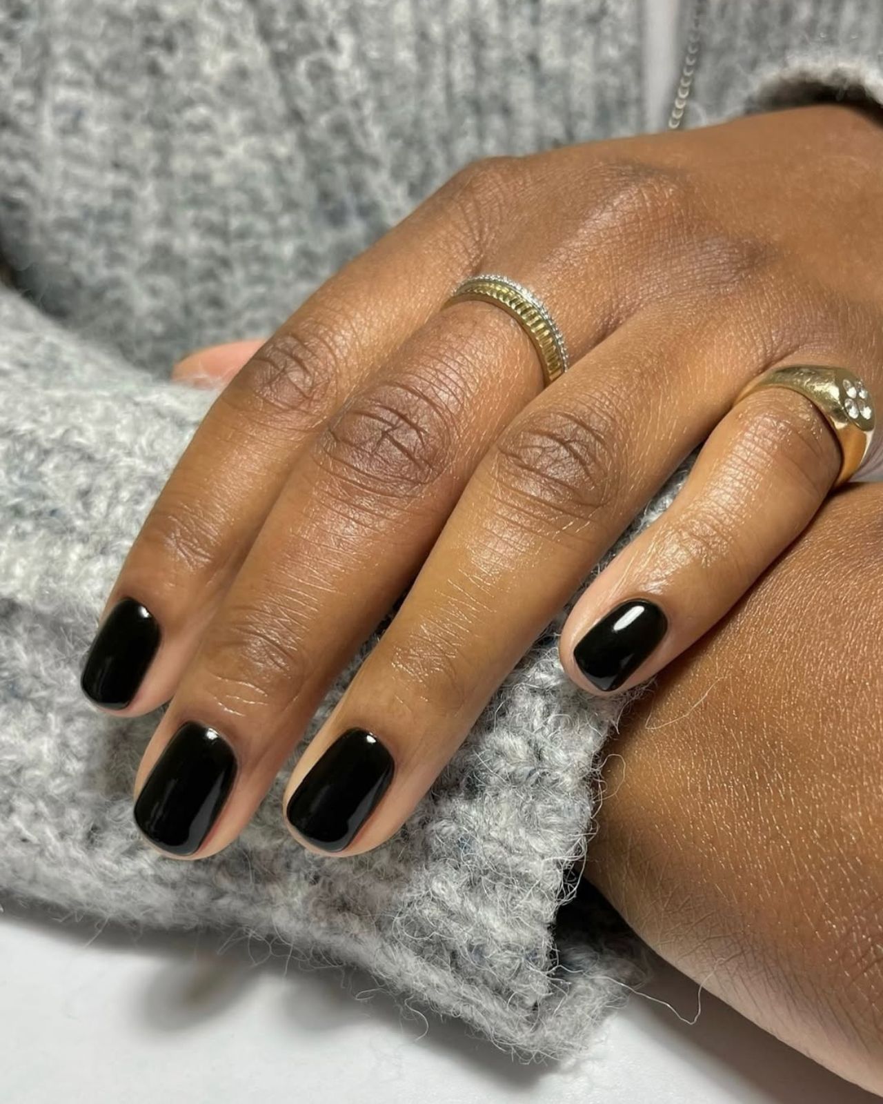 Flawless Opaque Glossy Black Square Nails — Winter Black Nails