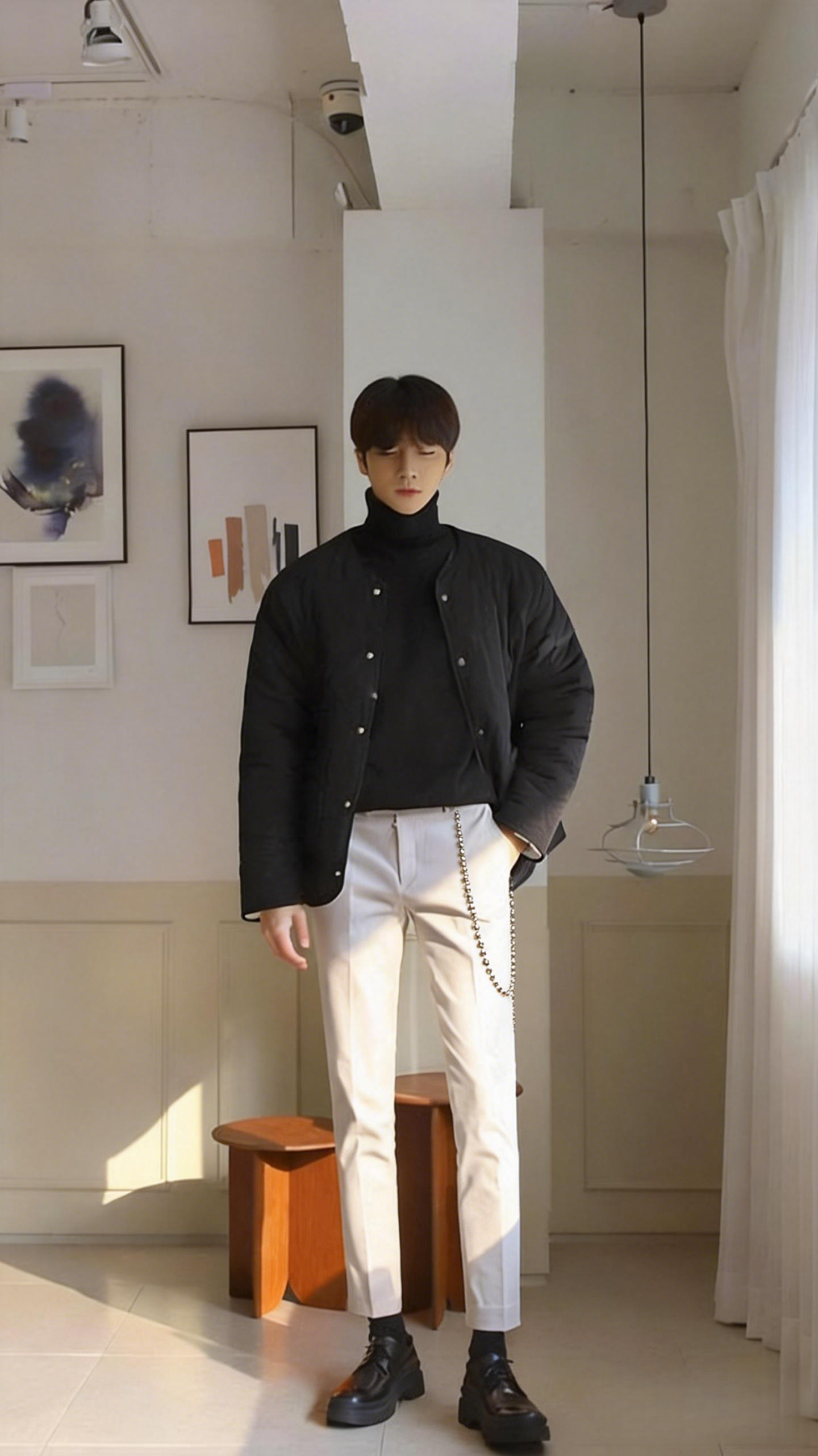 Monochromatic Edge: Black Turtleneck and Quilted Jacket Monochromatic Edge: Black Turtleneck and Quilted Jacket — Winter Outfits for Men