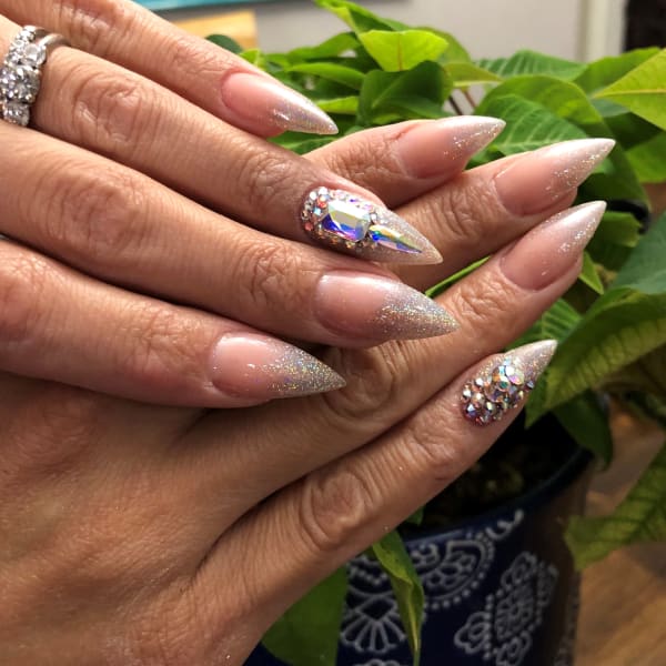 Both Hands Visual Idea — Winter Stiletto Nails