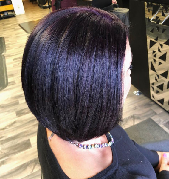 Blackberry Plum Chin Length Bob — Plum Hair Color