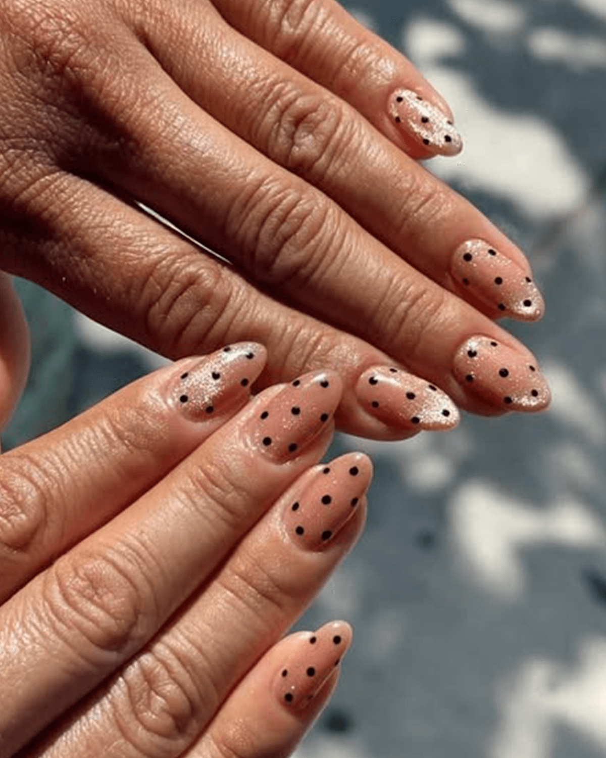 Sheer Nude Polka Dot Glossy Nails Sheer Nude Polka Dot Glossy Nails — Velvet Nails