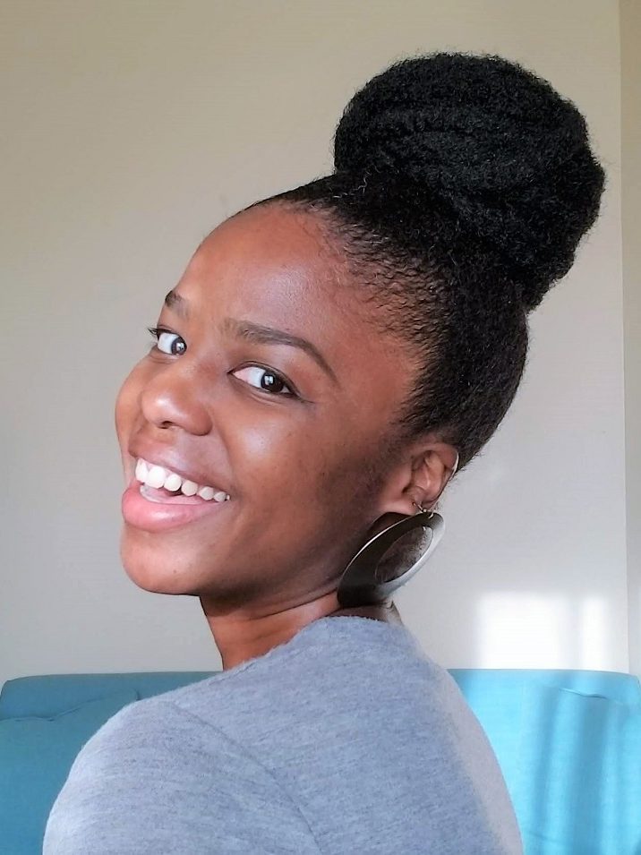 High Top Knot Bun on Coily Hair — Winter Natural Hairstyles