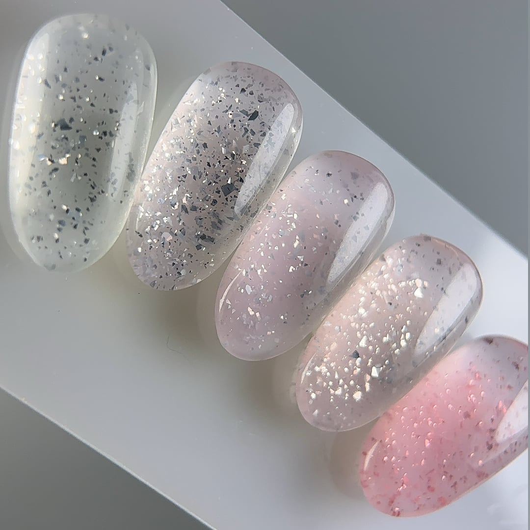 Glitter Embedded Oval Nail Swatches — Winter Glitter Nails