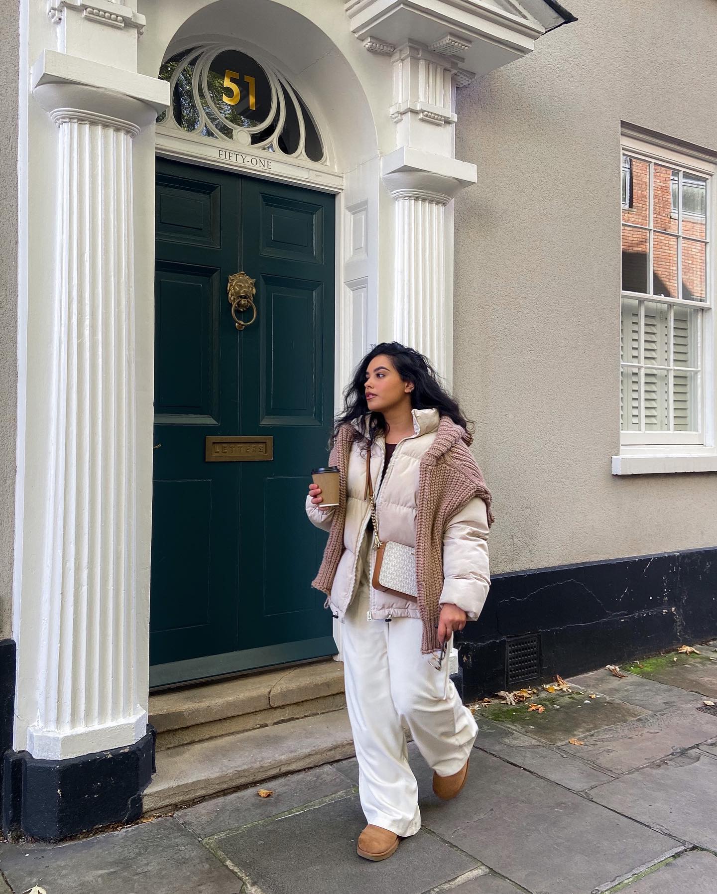 Wide-Leg Satin Trousers with Brown Ugg Slippers — Ugg Slippers Outfits
