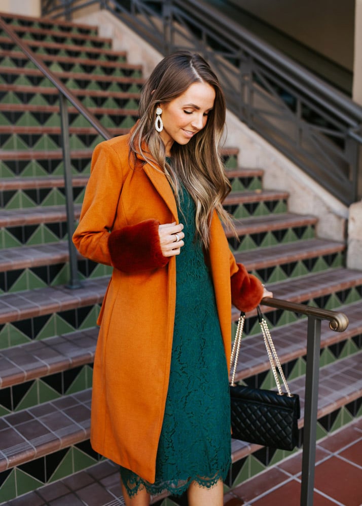 Vibrant Orange Coat for Winter Date Night — Early Winter Outfits