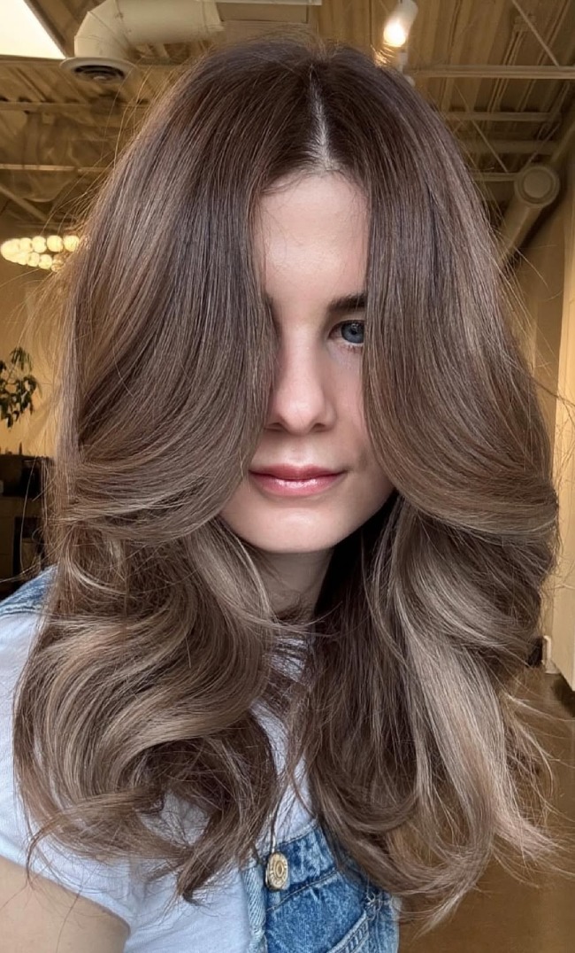 Cool Mushroom Brown With Full Bangs Cool Mushroom Brown With Full Bangs — Mushroom Brown Hair
