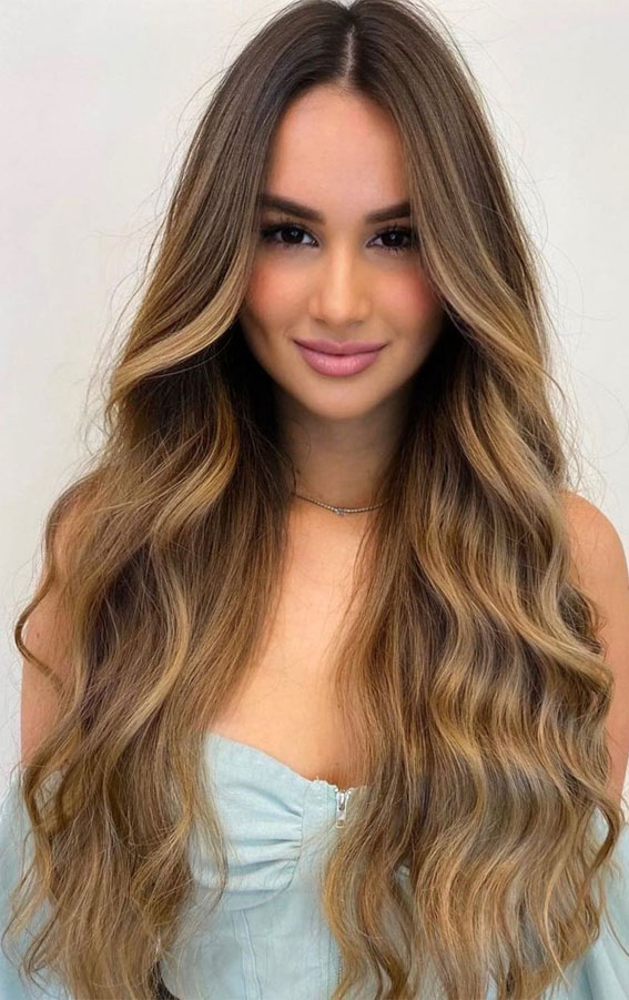 Brunette Base With Dimensional Balayage — Blonde to Brunette Hair