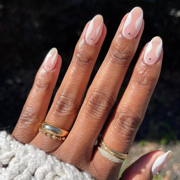 Nude Star Rhinestone Almond Nails Nude Star Rhinestone Almond Nails — Classy Simple Nail Designs
