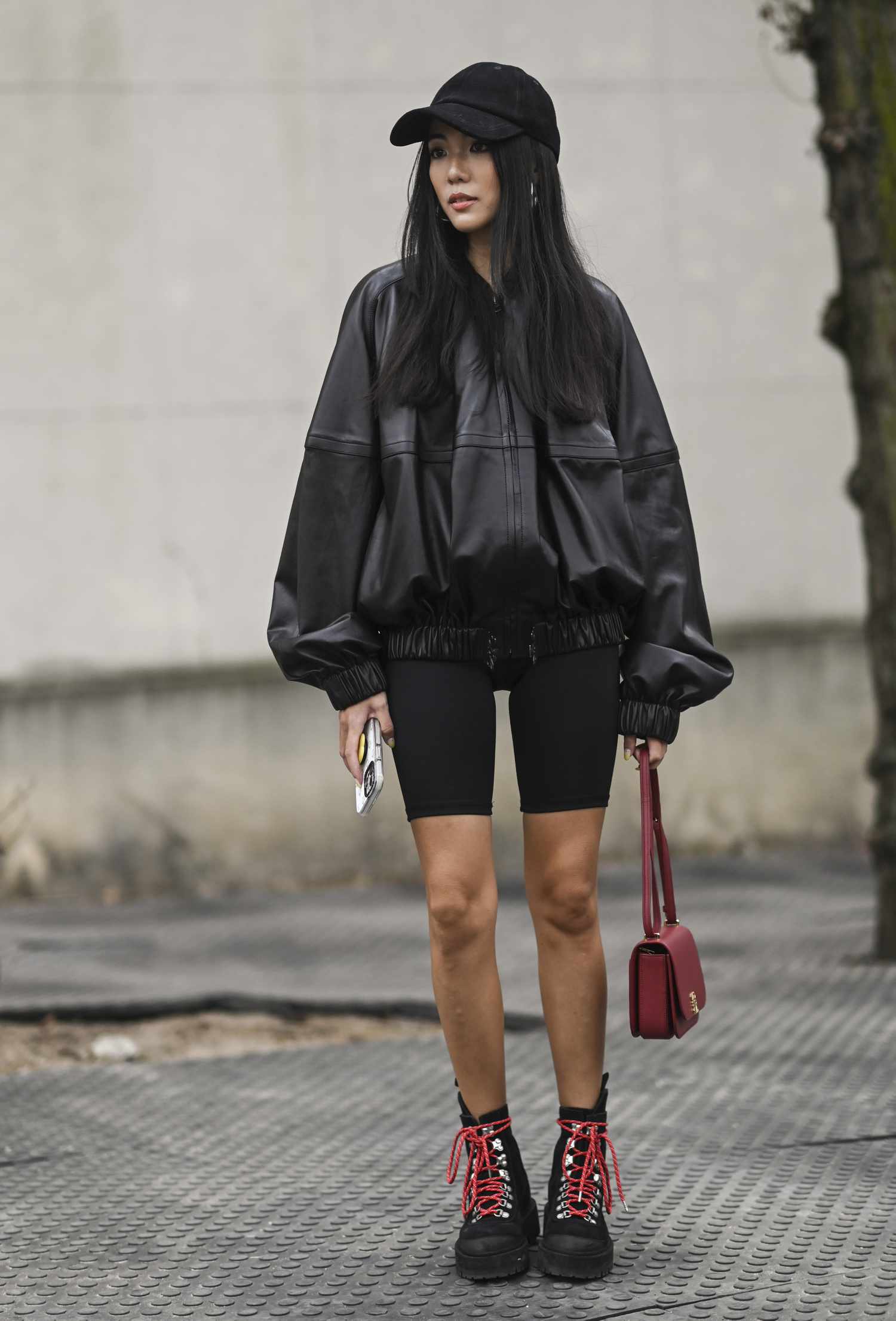 Combat Boots With Red Laces and Cycling Shorts — Combat Boots Outfits